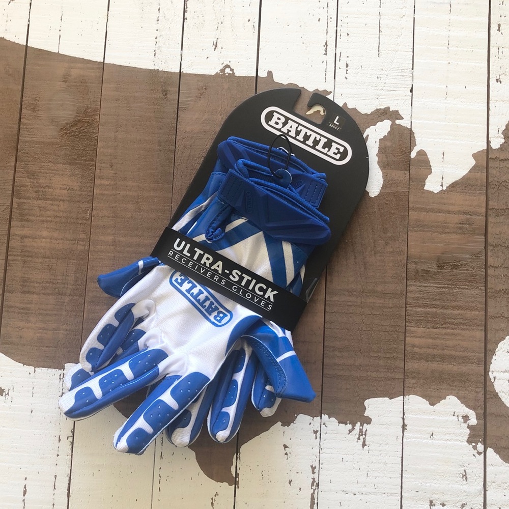 Battle Ultra-stick Receivers Gloves, Adult L, Blue